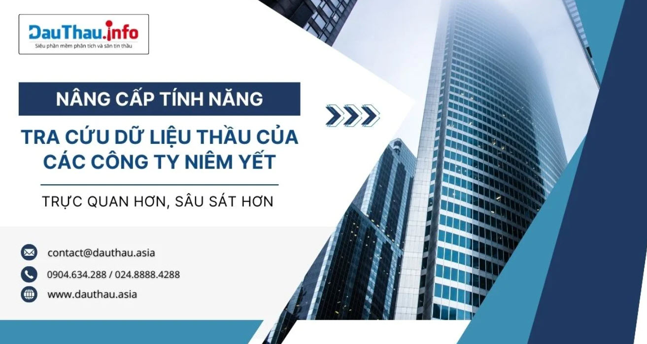DauThau info nâng cấp tính năng tra cứu dữ liệu thầu của các công ty niêm yết