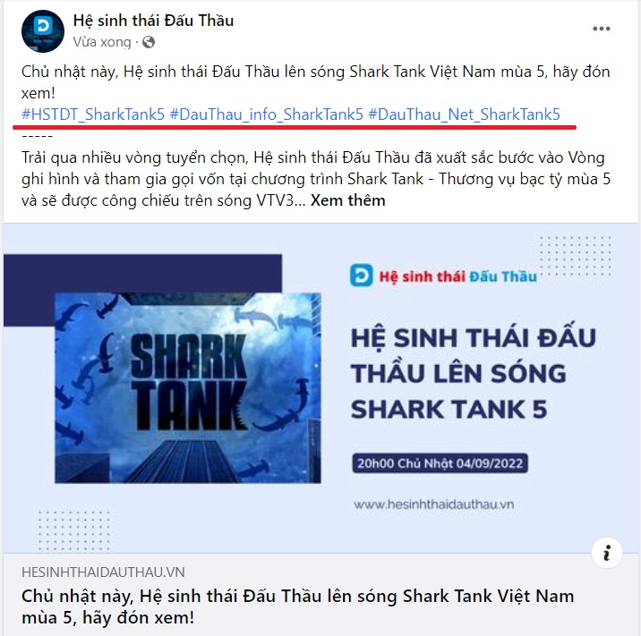 Anh hashtag tham gia Shark Tank