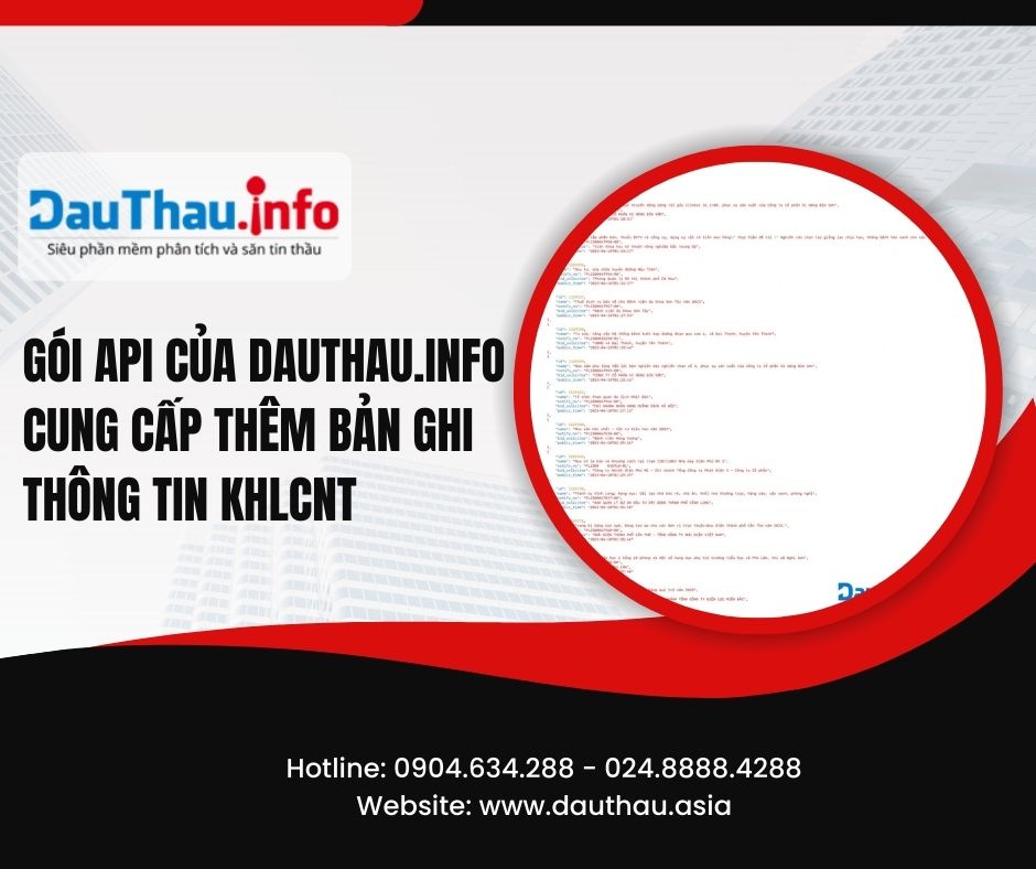 Gói API của DauThau info cung cấp thêm bản ghi thông tin KHLCNT
