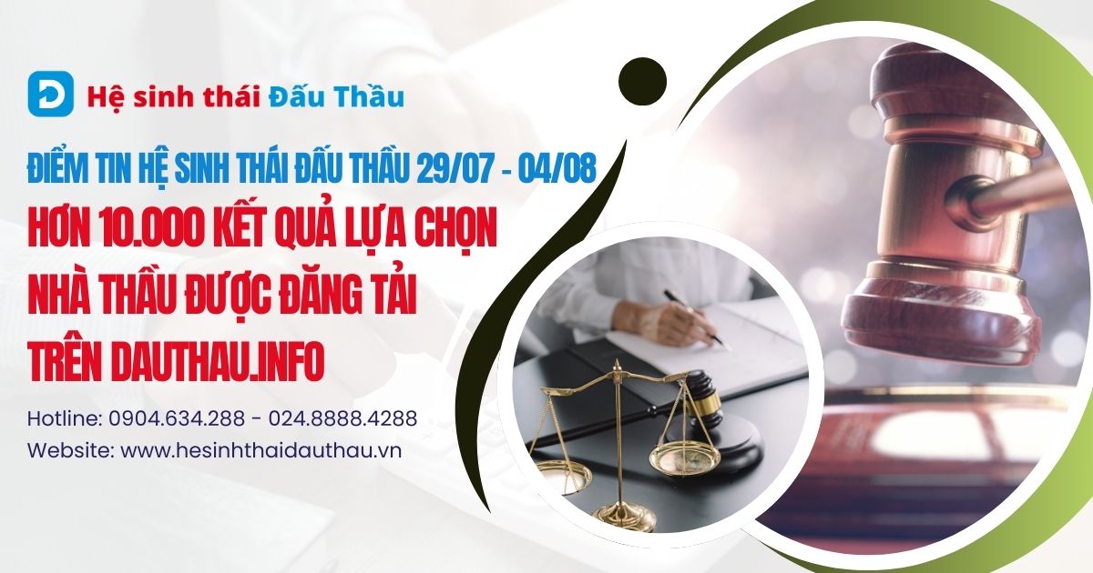 Điểm tin Hệ sinh thái Đấu Thầu 29/07 - 04/08: Hơn 10.000 kết quả lựa chọn nhà thầu được đăng tải trên DauThau.info