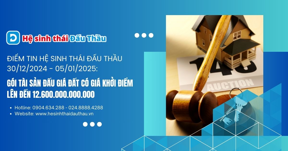 Điểm tin Hệ sinh thái Đấu Thầu 30/12/2024 - 05/01/2025: Gói tài sản đấu giá đất có giá khởi điểm lên đến 12.600.000.000.000