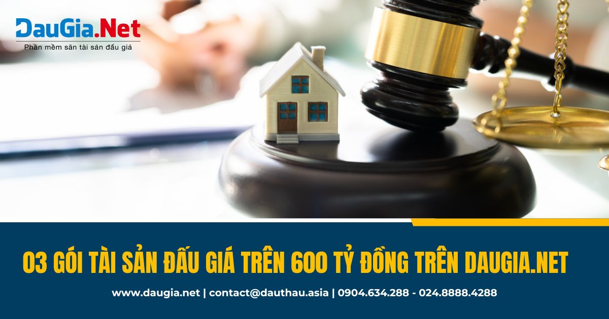 Top 3 gói tài sản đấu giá trên 600 tỷ đồng